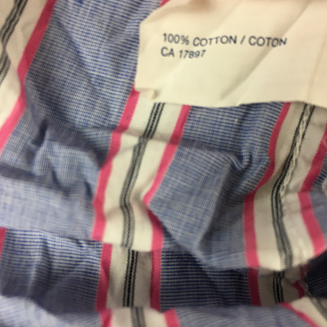 Gap Mens Shirt Size M Slim Fit Blue & Pink Striped Long Sleeve Button-Up