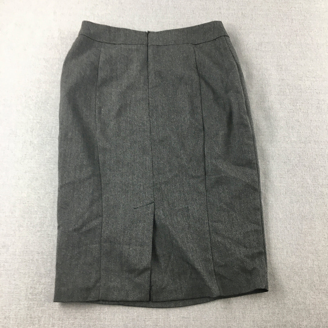 Forcast Womens Midi Skirt Size 8 Grey Straight