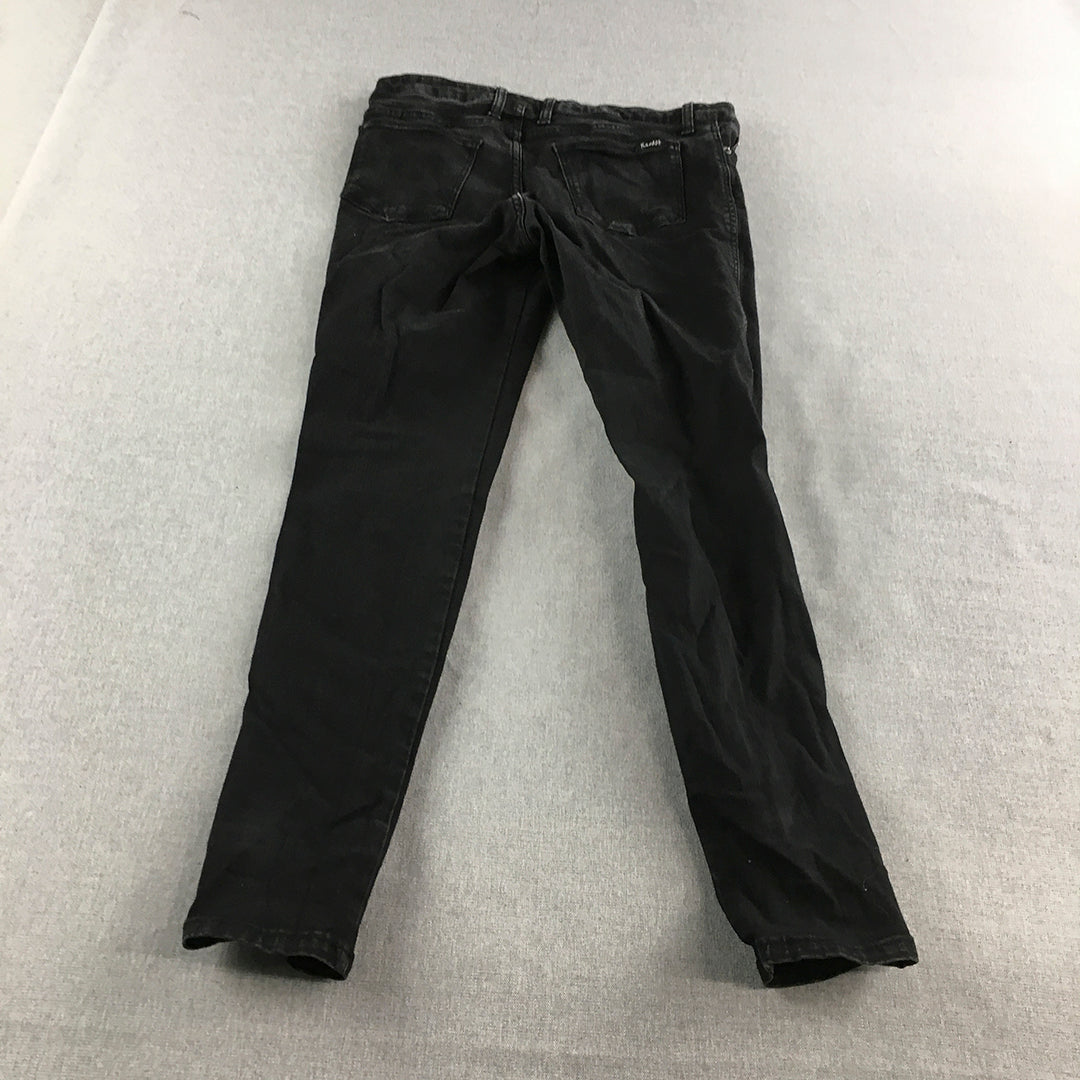 Bardot Womens Jeans Size 14 Black Skinny Distressed Denim Pockets