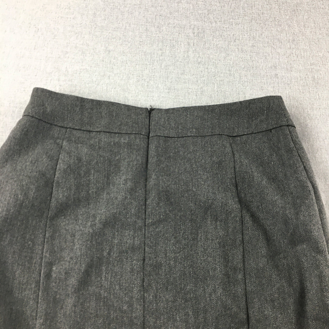 Forcast Womens Midi Skirt Size 8 Grey Straight