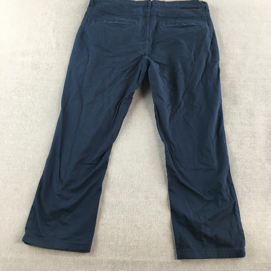 Zara Mens Chino Pants Size 32 Blue Pockets Straight Leg Trousers