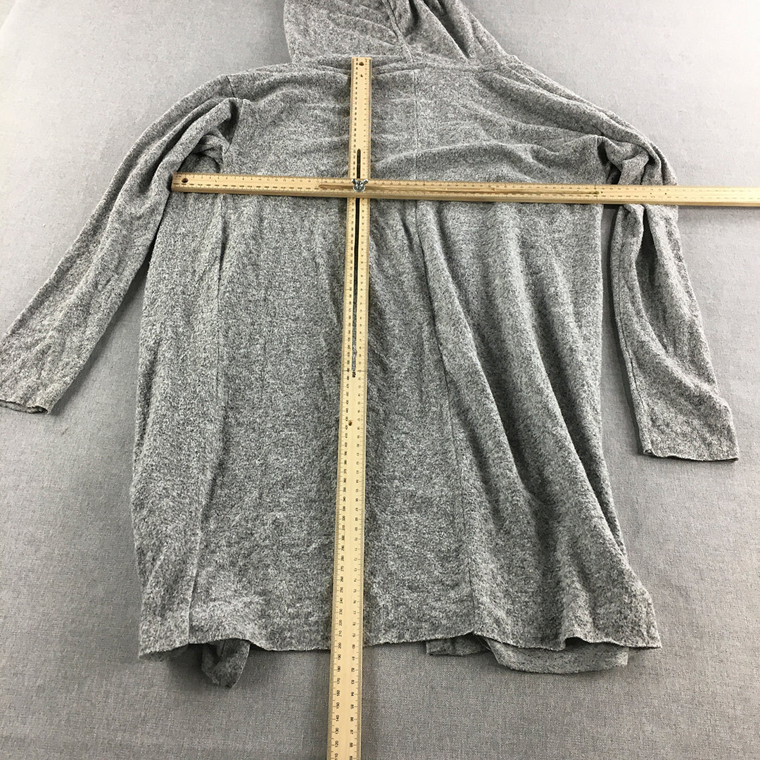 H&M Womens Hoodie Cardigan Size M Grey Open-Front Knit