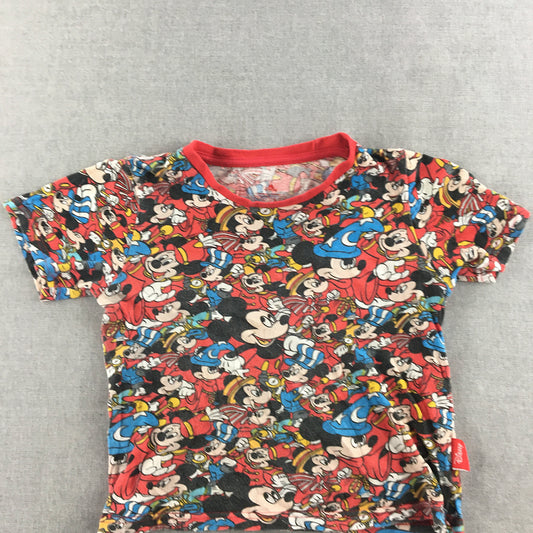 Disney Mickey Mouse Kids Boys T-Shirt Size 7 - 8 Years Red Full-Print Disney