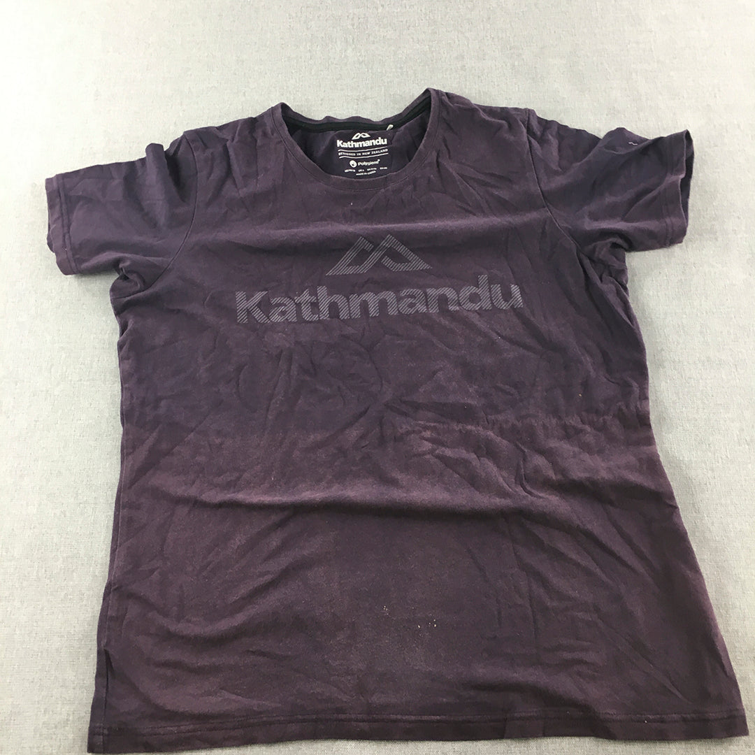 Kathmandu Womens T-Shirt Size 10 Purple Logo Crew Neck Short Sleeve Top