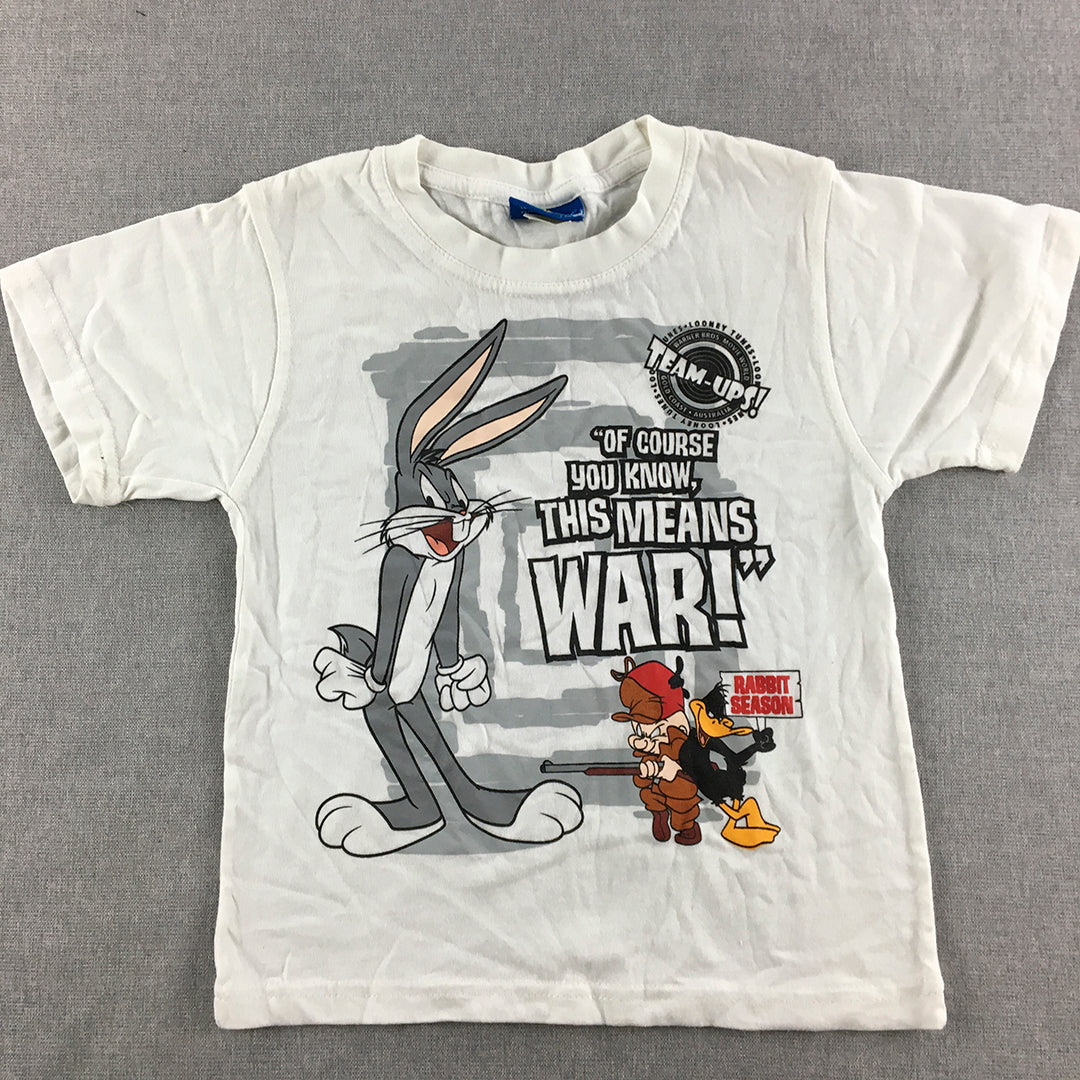 WB Movie World Gold Coast Australia Kids Boys T-Shirt Size 4 White Buggs Bunny