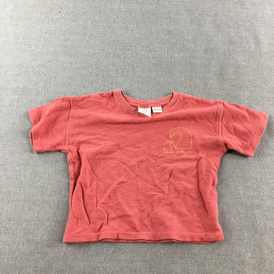 Zara Kids Girls T-Shirt Size 18 - 24 Months (2) Toddler Short Sleeve Wave Pink