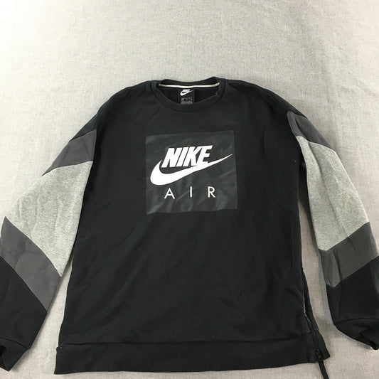 Nike Air Mens Sweater Size M Black Big Logo Crew Neck Pullover Jumper