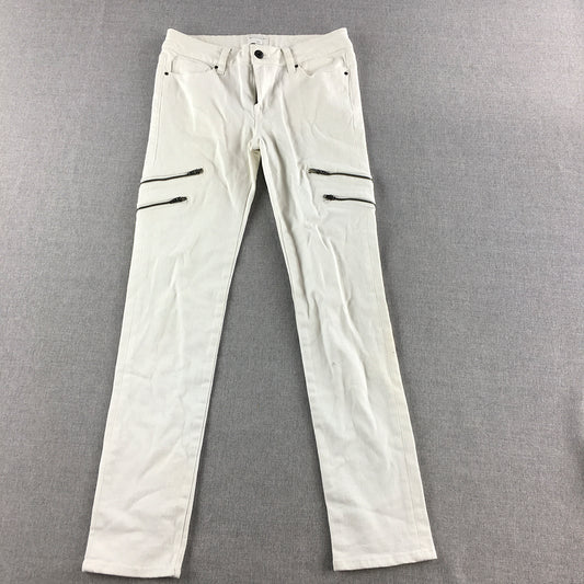 Witchery Kids Girls Jeans Size 12 White Skinny Pockets Zip Denim