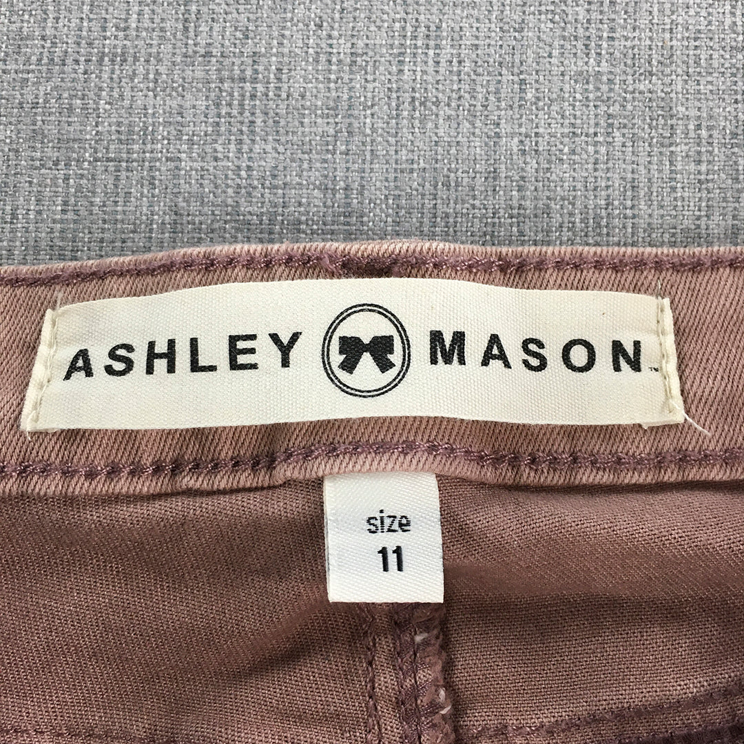 Ashley Mason Womens Jeans Size 11 (W29) Pink Skinny Distressed Denim Stretch