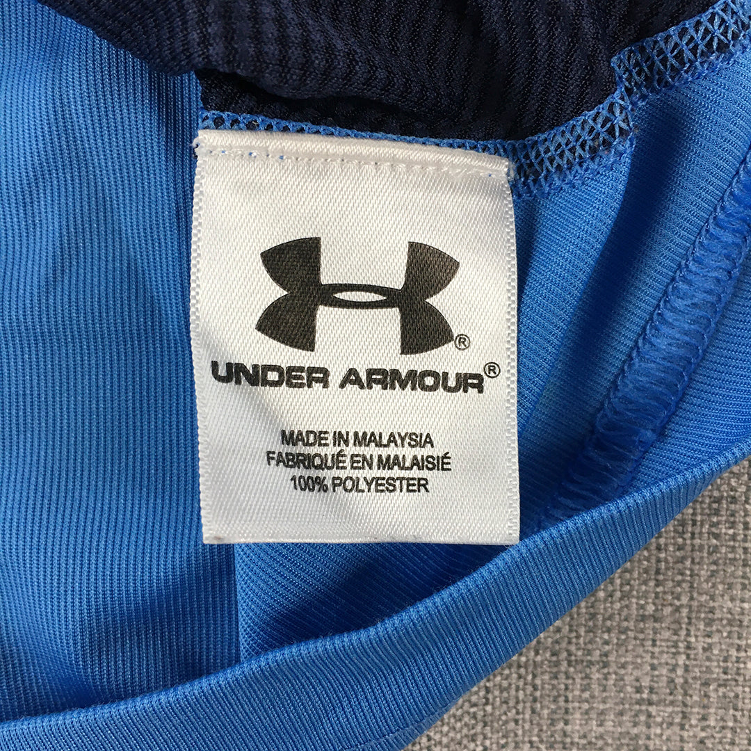 Under Armour Kids Boys T-Shirt Youth Size M Blue Logo Short Sleeve Top