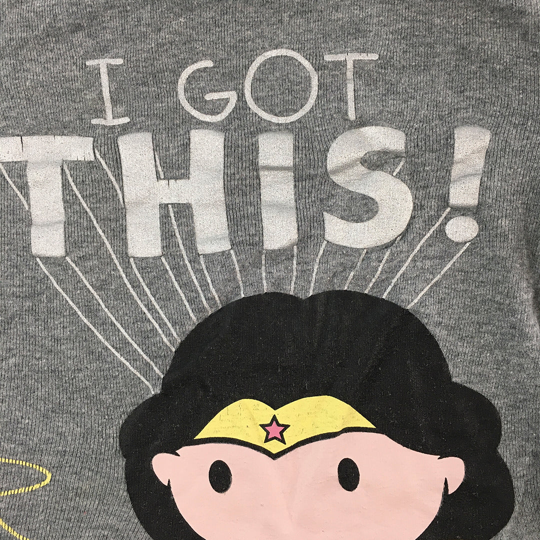 Justice League Wonder Woman Kids Girls Top Size 5 Grey Long Sleeve Pullover