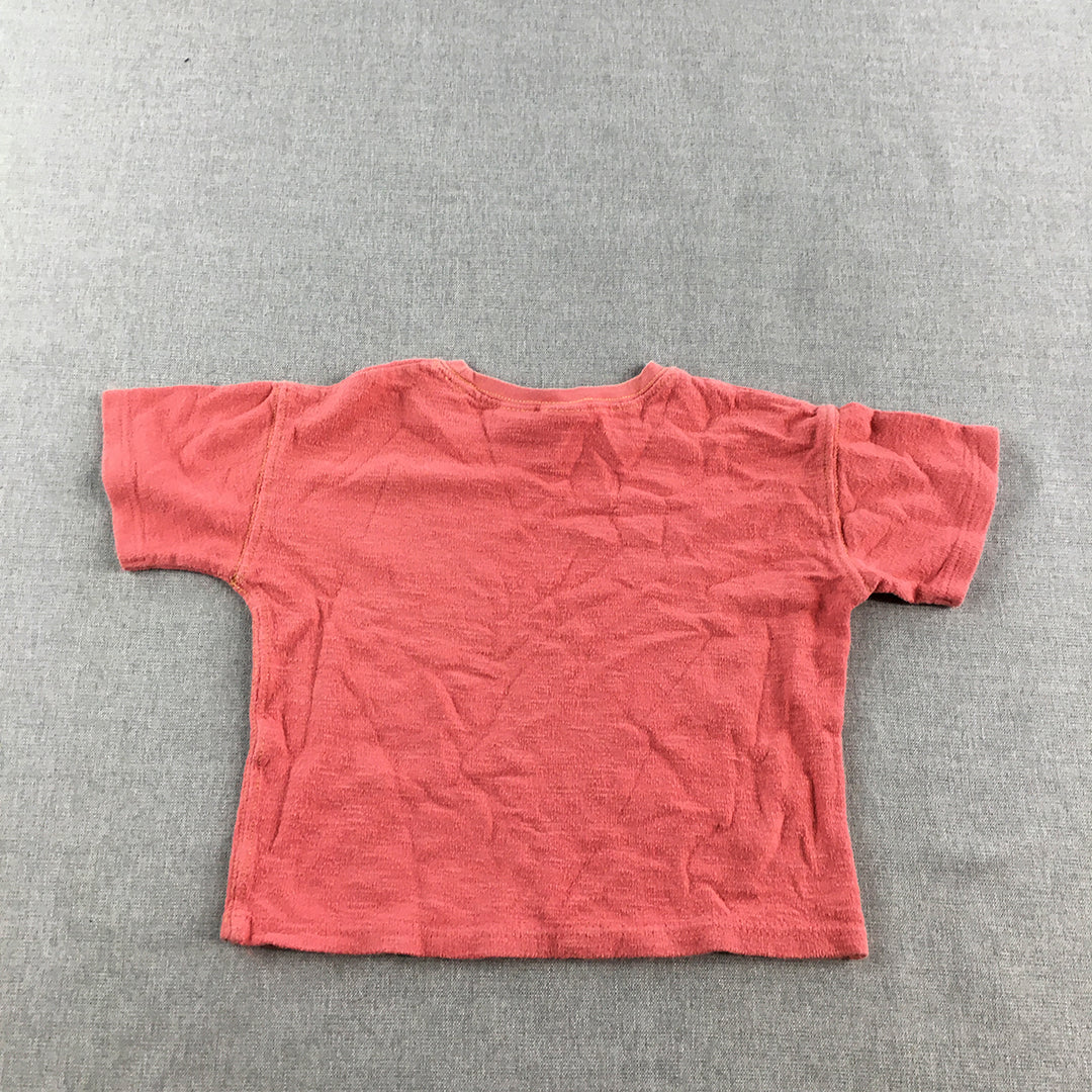 Zara Kids Girls T-Shirt Size 18 - 24 Months (2) Toddler Short Sleeve Wave Pink