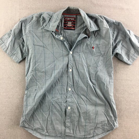 Kapok Mens Shirt Size M Blue Checkered Short Sleeve Button-Up Collared