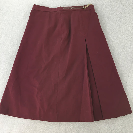 Morado Womens 100% Wool Skirt Size 13 (Small - Medium) Red A-Line Midi