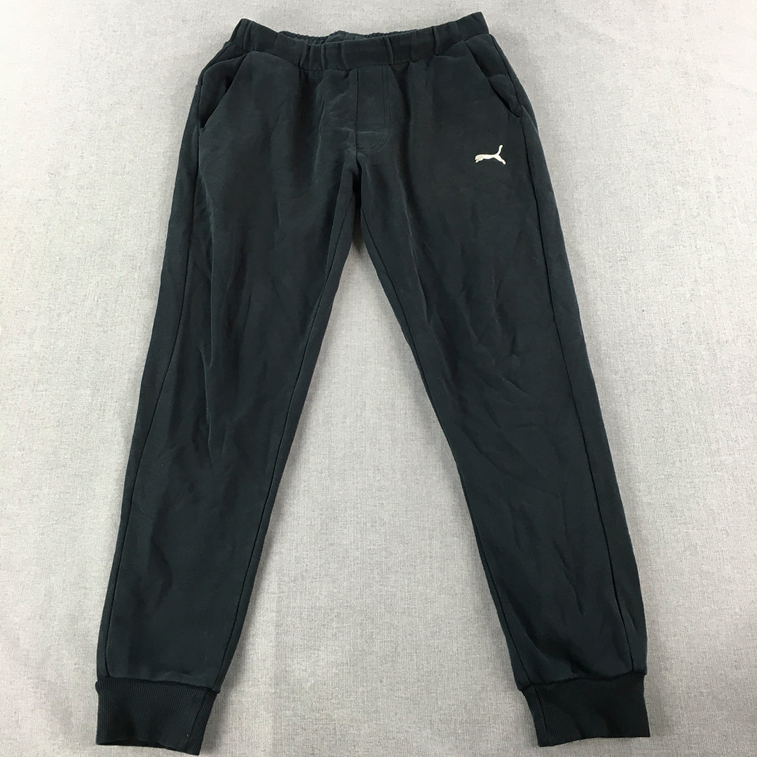 Puma Mens Tracksuit Pants Size M Black Logo Pockets Elastic Waist Jogger