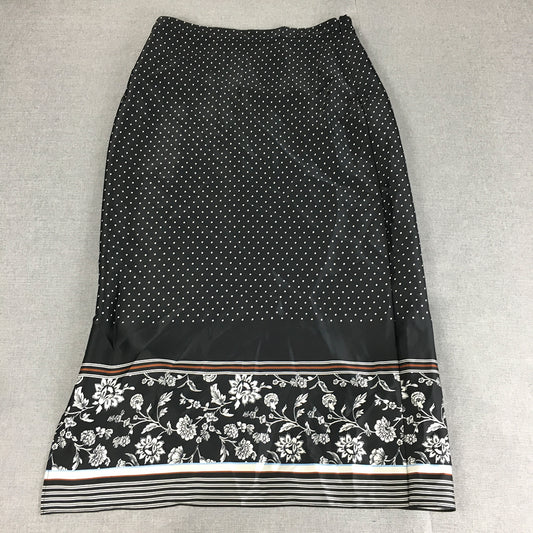 Witchery Womens Maxi Skirt Size 8 Black Dot Floral