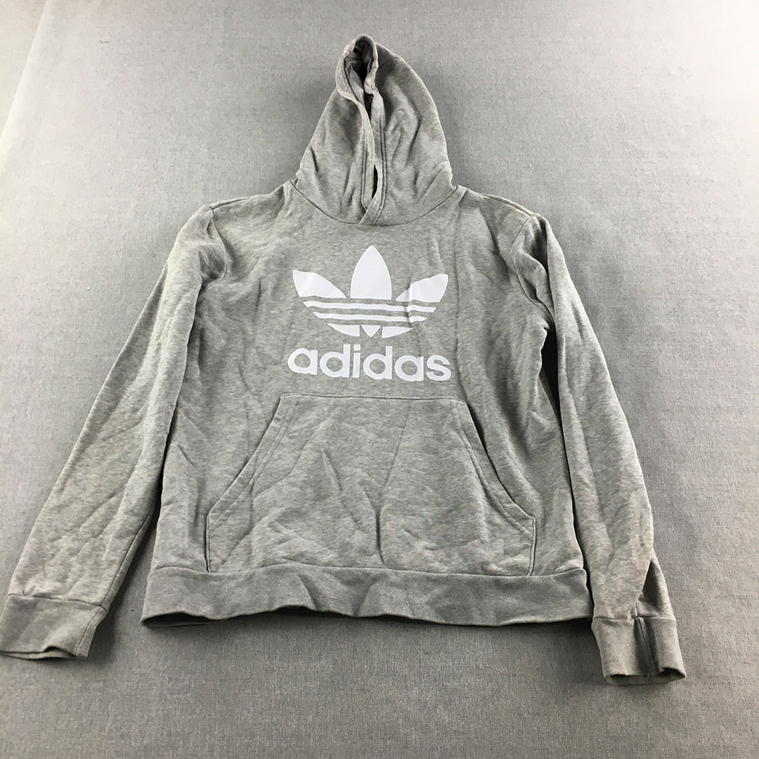 Adidas Kids Boys Sweater Size 11 - 12 Grey Big Trefoil Logo Jumper