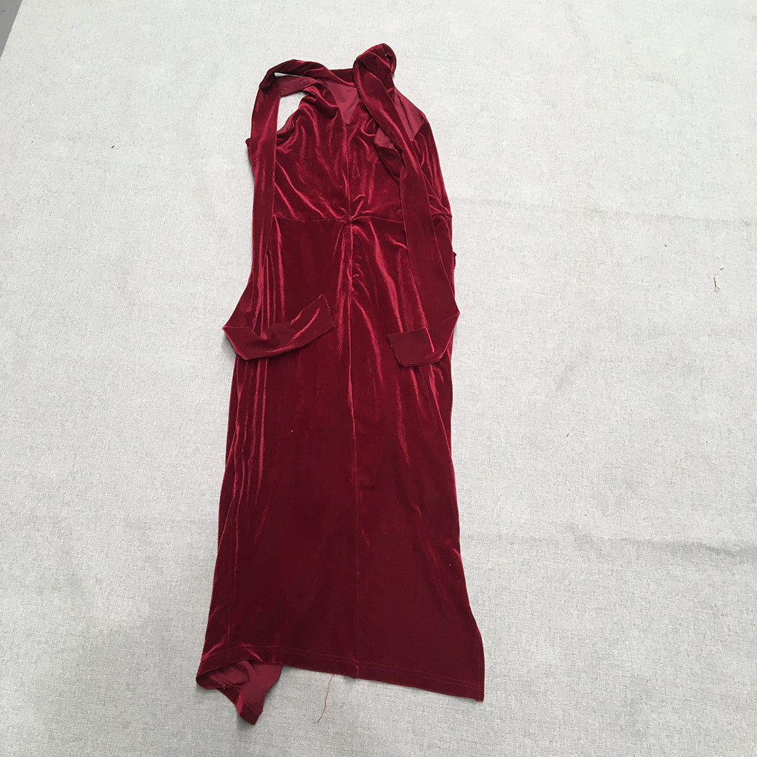 Fresh Soul Womens Velvet Dress Size 12 Red Sleeveless Velour Midi