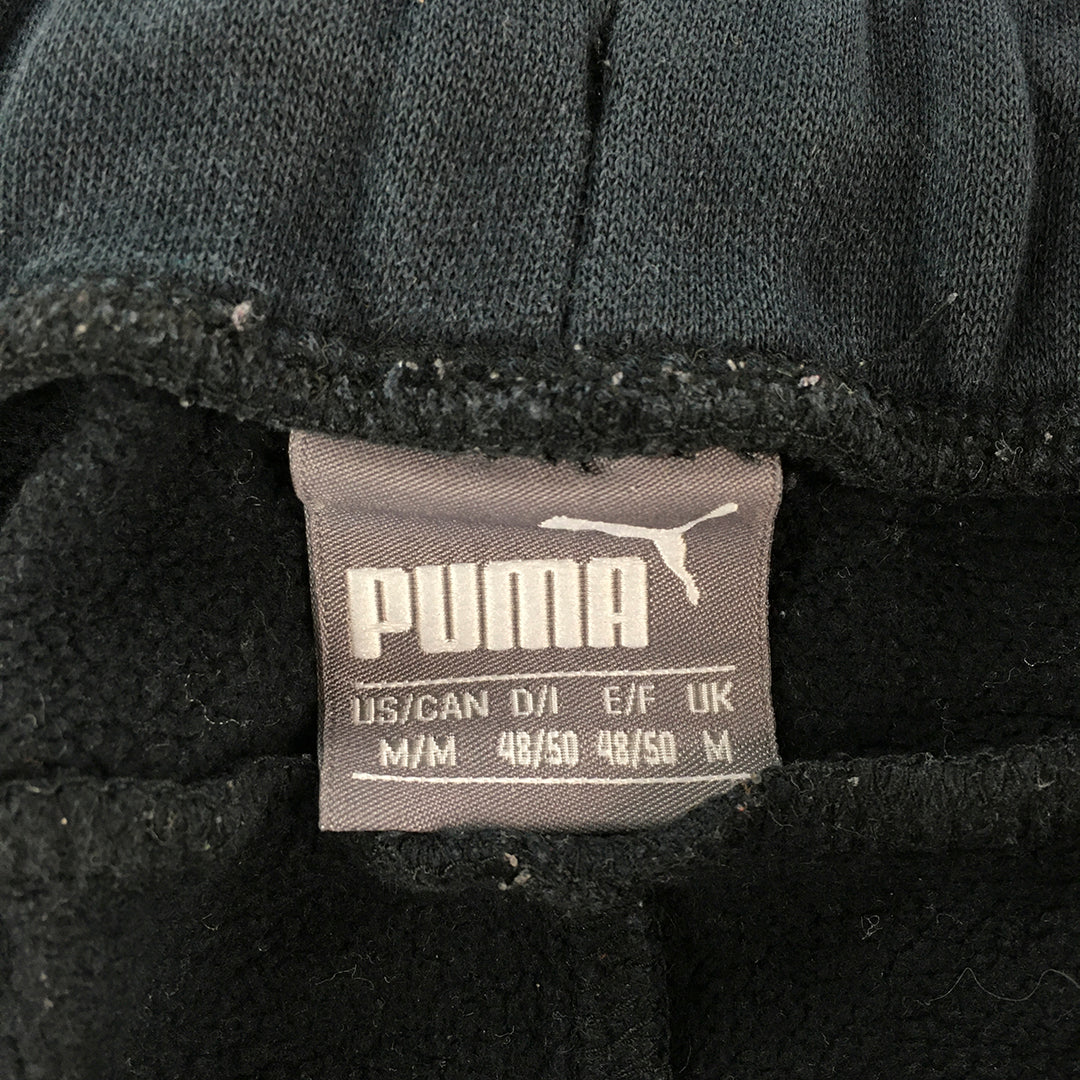 Puma Mens Tracksuit Pants Size M Black Logo Pockets Elastic Waist Jogger