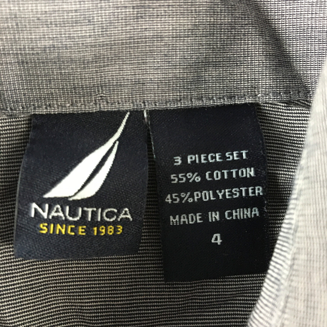 Nautica Kids Boys Shirt Size 4 Grey Long Sleeve Button-Up Collared