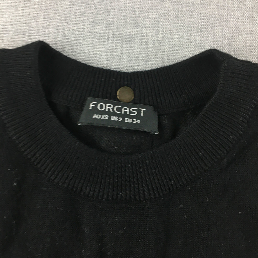 Forcast Womens Knit Top Size XS Black Crew Neck Shirt