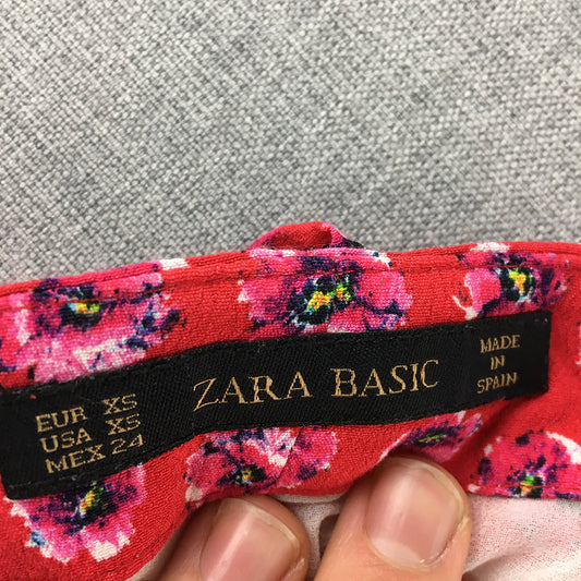 Zara Womens Mini Skirt Size XS Pink Red Floral