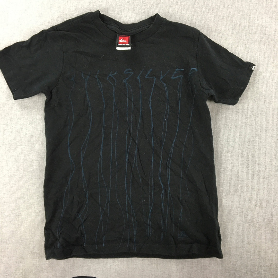 Quiksilver Kids Boys T-Shirt Youth Size S Black Logo Surf Brand Top