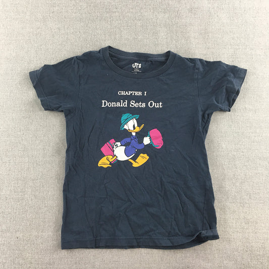 Donald Duck Kids Boys T-Shirt Size 3 - 4 Years Blue Disney x Uniqlo Top