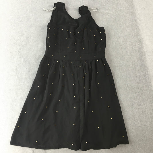 NEW Paper Scissors Womens Mini Dress Size 10 Black Dot Sleeveless