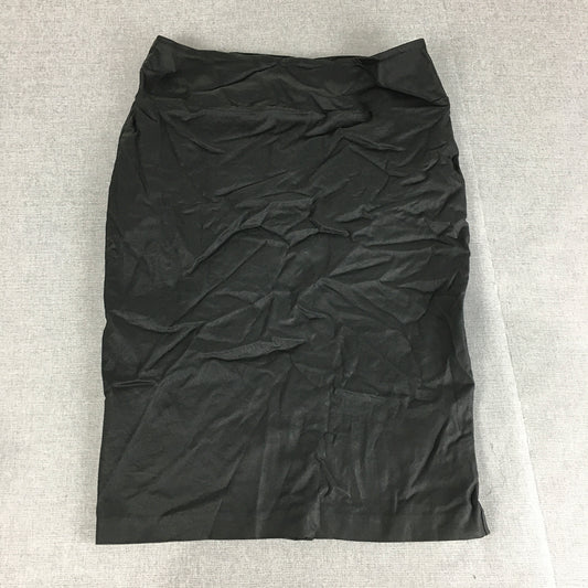 Portmans Womens Faux Leather Skirt Size 12 Black Straight Midi