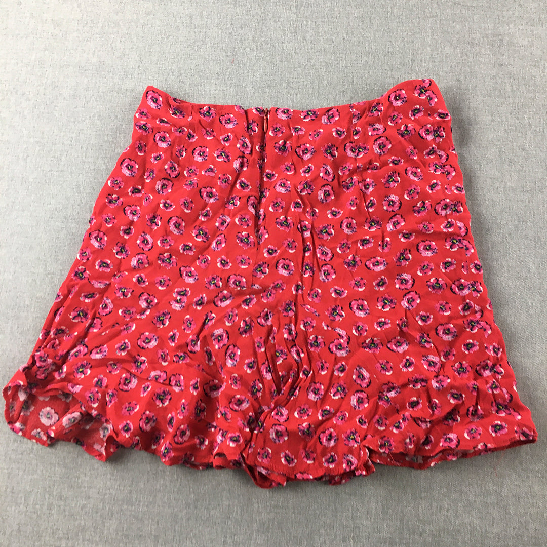 Zara Womens Mini Skirt Size XS Pink Red Floral