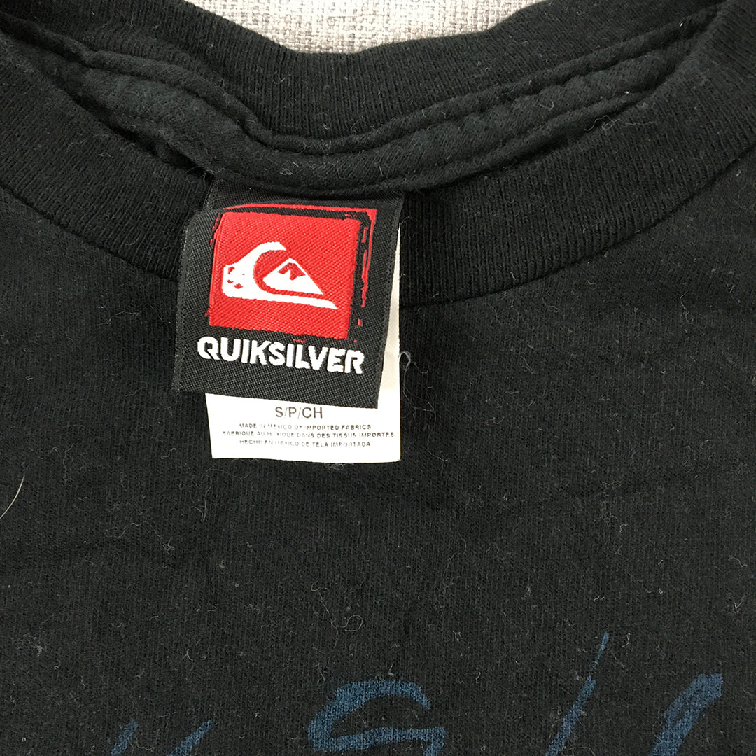 Quiksilver Kids Boys T-Shirt Youth Size S Black Logo Surf Brand Top