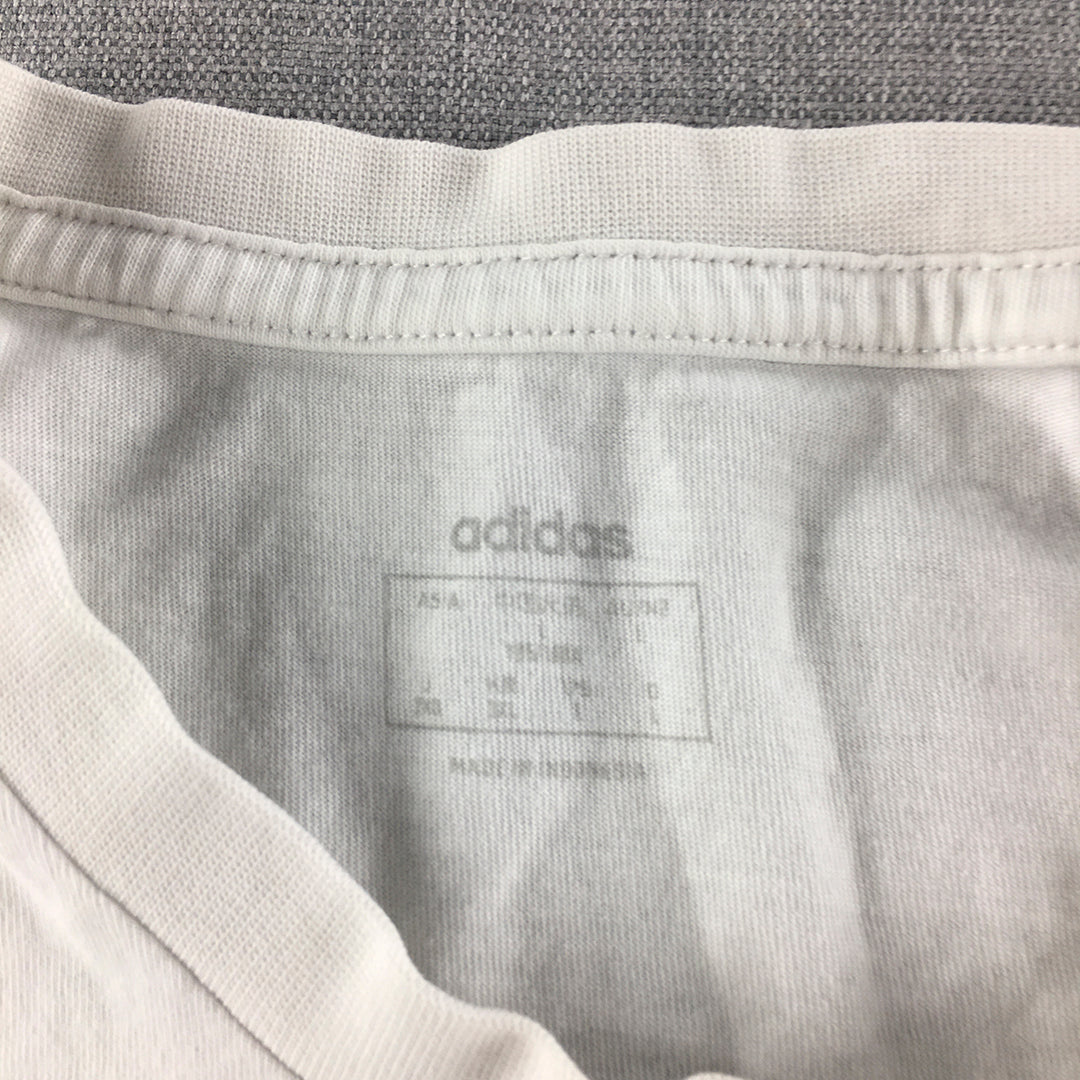 Adidas Womens T-Shirt Size L White Short Sleeve Crew Neck Logo Top