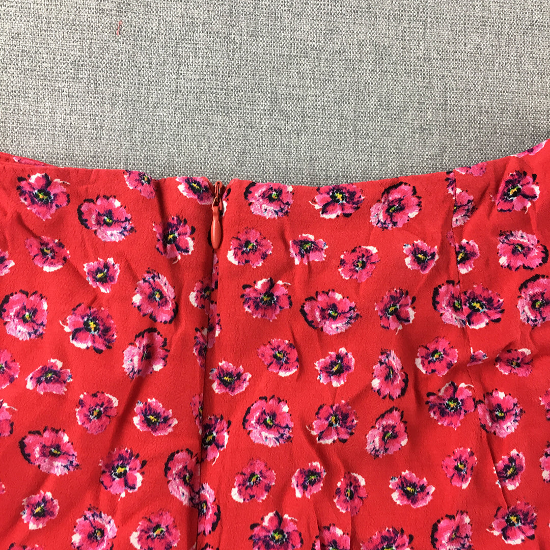 Zara Womens Mini Skirt Size XS Pink Red Floral