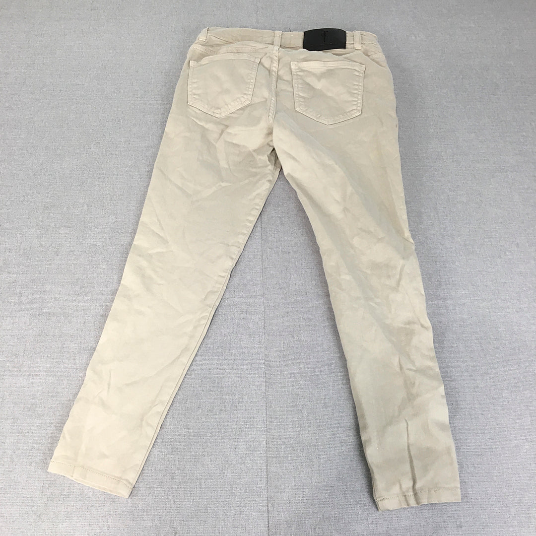 Father Sons Mens Chino Pants Size 32 x 28 Cream Beige Stretch Slim Fit Pockets