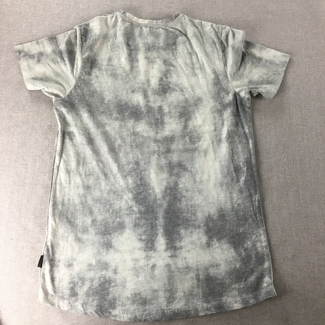 Jack & Jones Mens T-Shirt Size M Grey Tie-Dye Short Sleeve Tee