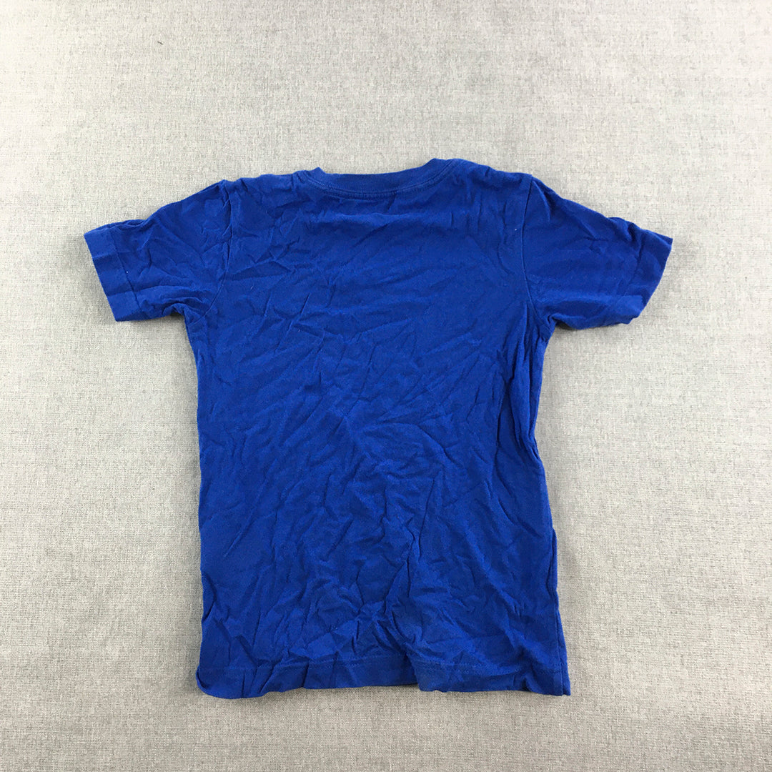 Adidas Kids Boys T-Shirt Size 7 - 8 Years Blue Logo Short Sleeve Top