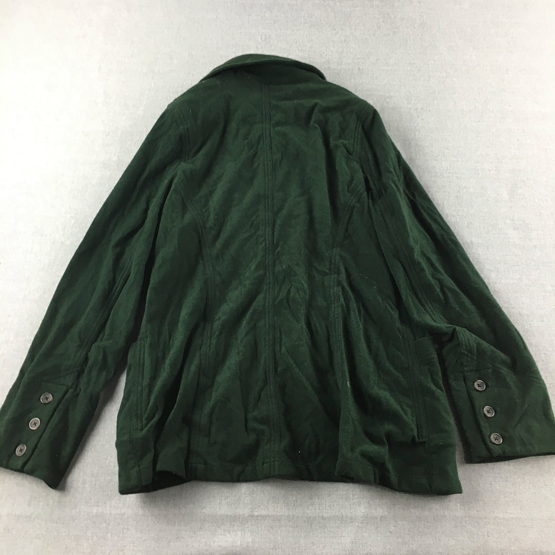 Bounce Womens Cardigan Size S Green Button Up Pockets Overcoat