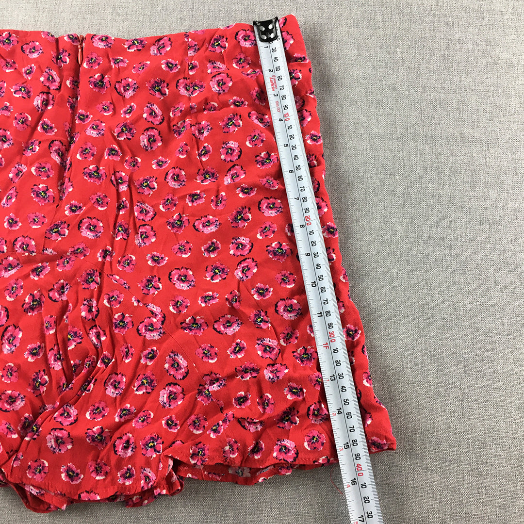 Zara Womens Mini Skirt Size XS Pink Red Floral