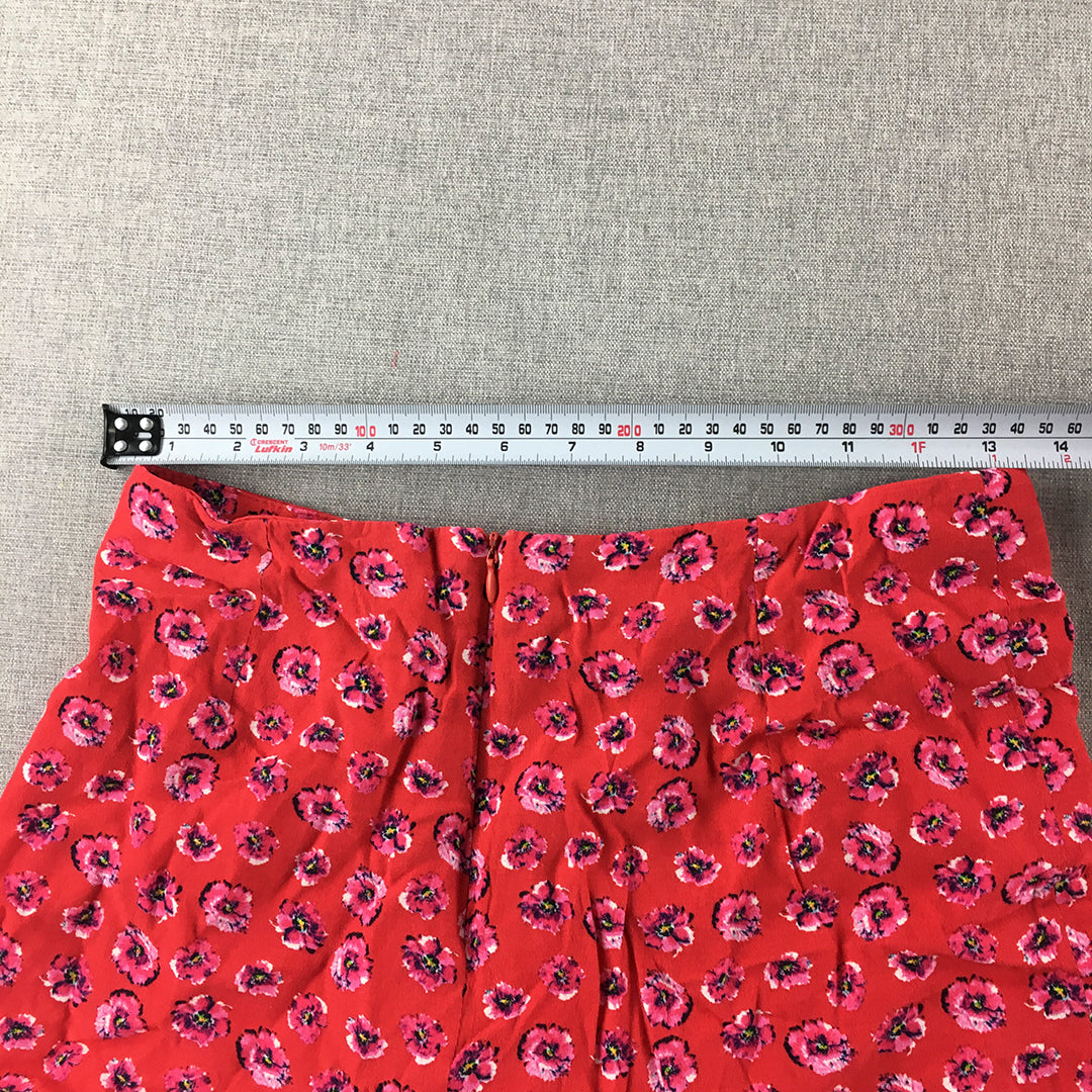 Zara Womens Mini Skirt Size XS Pink Red Floral