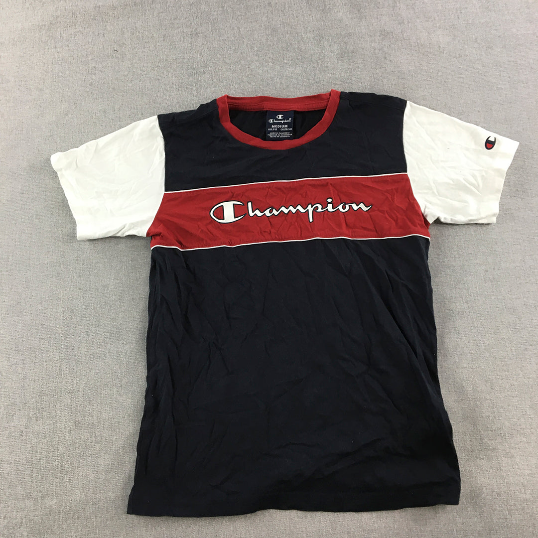 Champion Kids Boys T-Shirt Size M (9 - 10 Years) Black Red White Logo Top