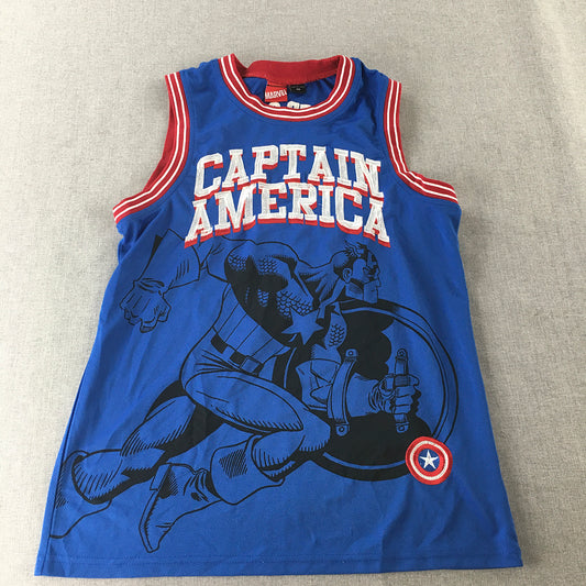 Captain America Mens Tank Top Size S Blue Marvel Superhero Sleeveless Jersey