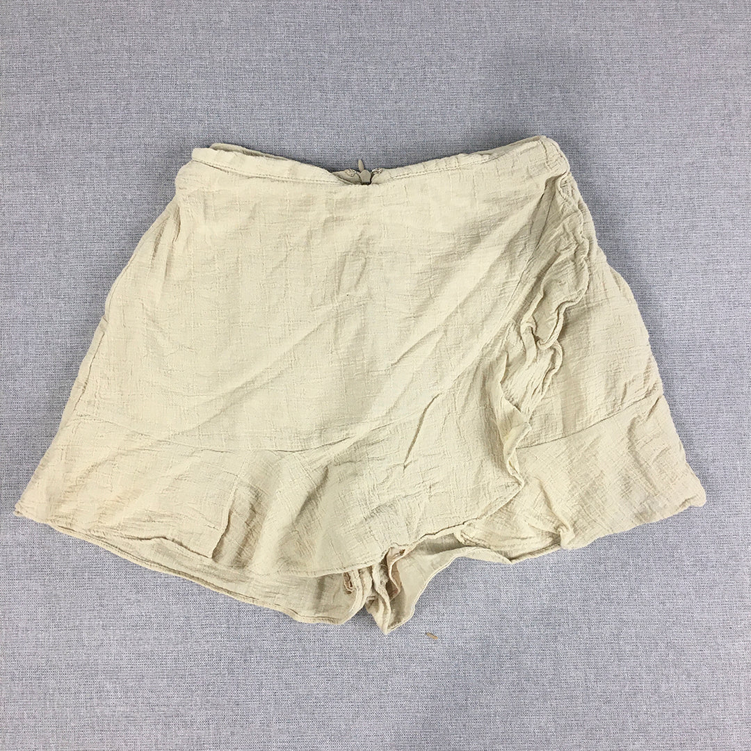 Mooloola Womens Wrap Shorts Size 10 Brown Bermuda