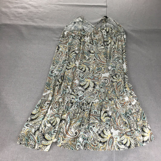 Piper Womens Dress Size 10 White Paisley Pleated Midi Sleeveless A-Line