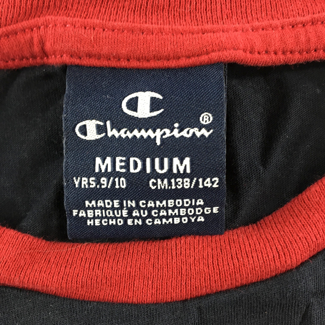 Champion Kids Boys T-Shirt Size M (9 - 10 Years) Black Red White Logo Top