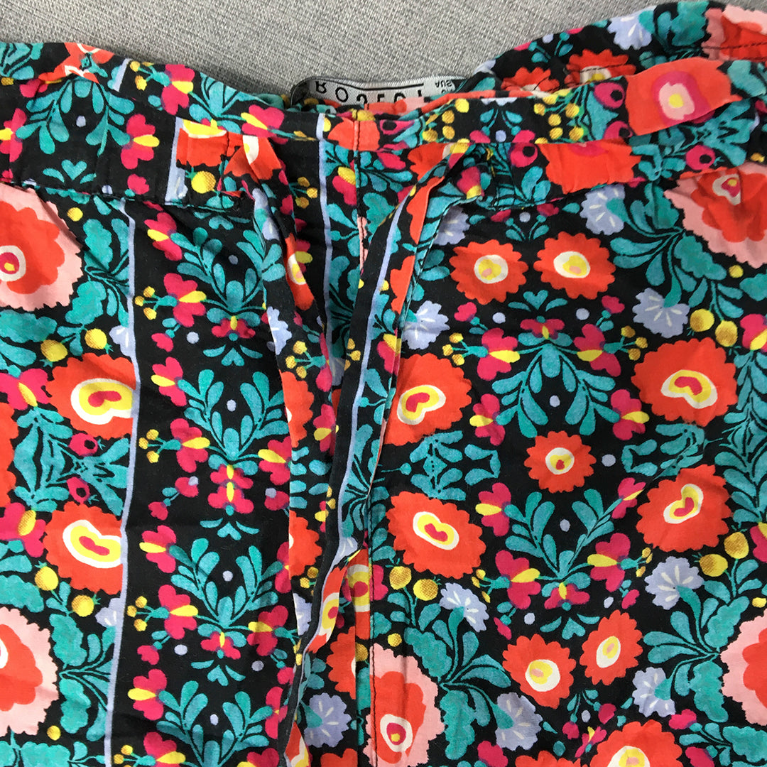 Project Womens Floral Shorts Size 12 Green Red Pockets Bermuda