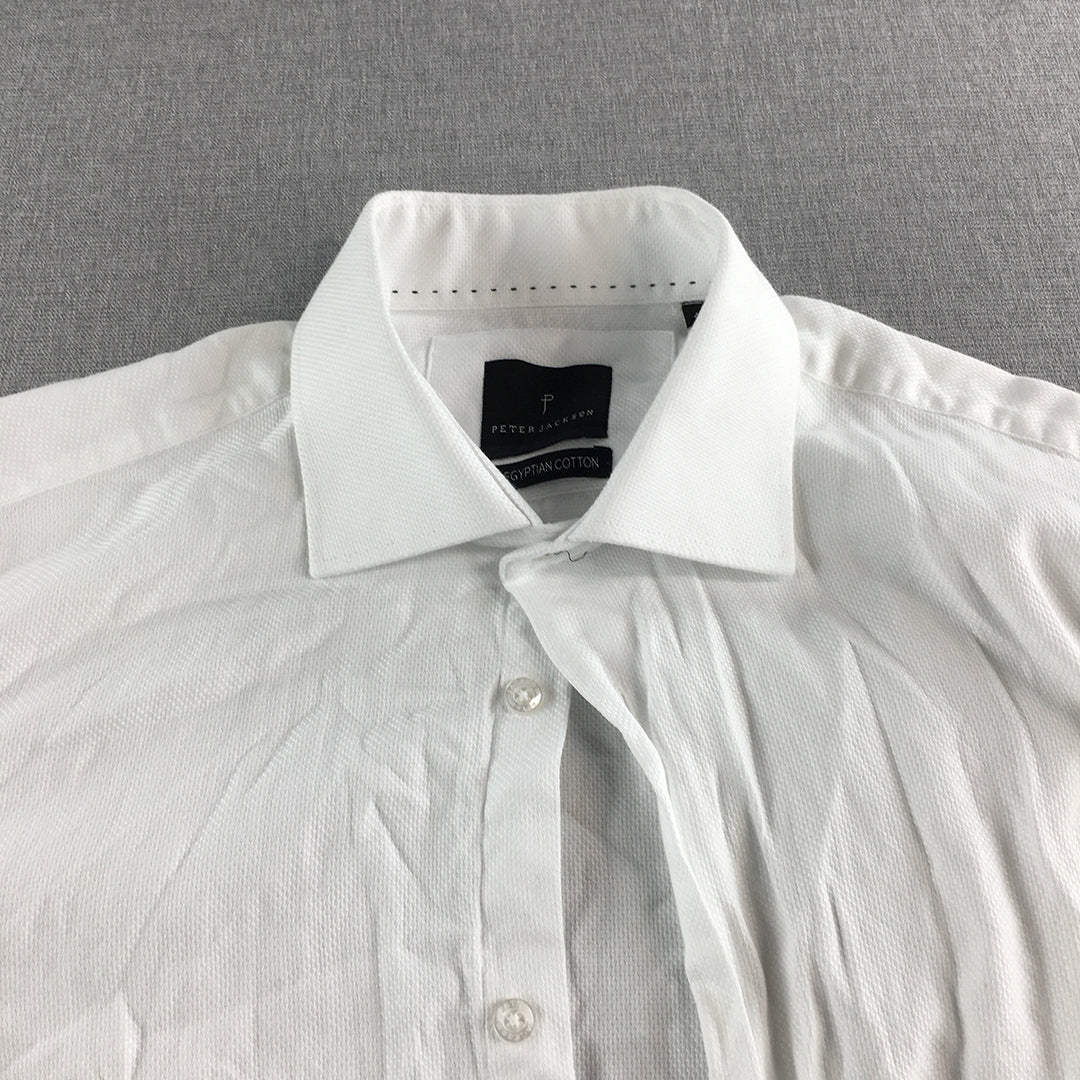 Peter Jackson Mens Shirt Size M White Long Sleeve Button-Up Collared