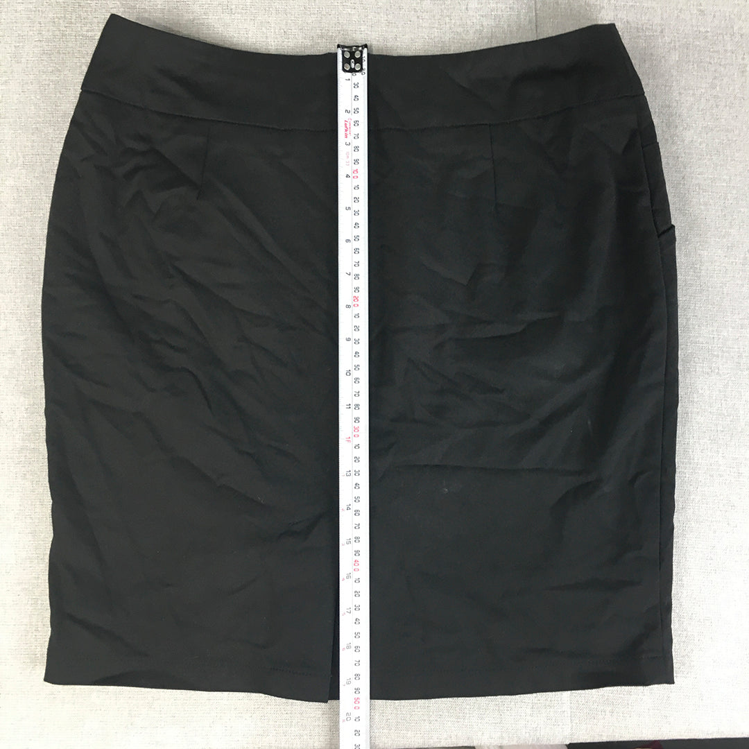 Forcast Womens Pencil Skirt Size 14 Black Midi Straight