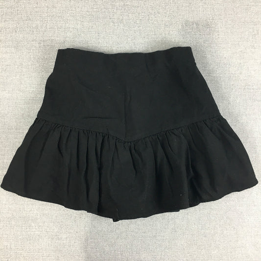 Nunui Womens Linen Skort Size 6 Black Lined Skirt Shorts Frilled