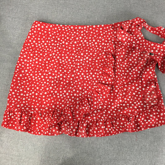 Thanne Womens Mini Skirt Size 12 Red Floral Pleated